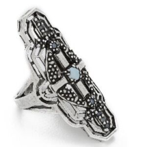 SUNAHARA MALIBU Alchemy Ring Silver White Blue Women’s Size 8